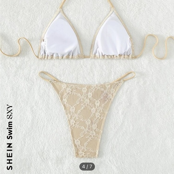 SHEIN Floral Lace Triangle Halter Bikini - Picture 6 of 7